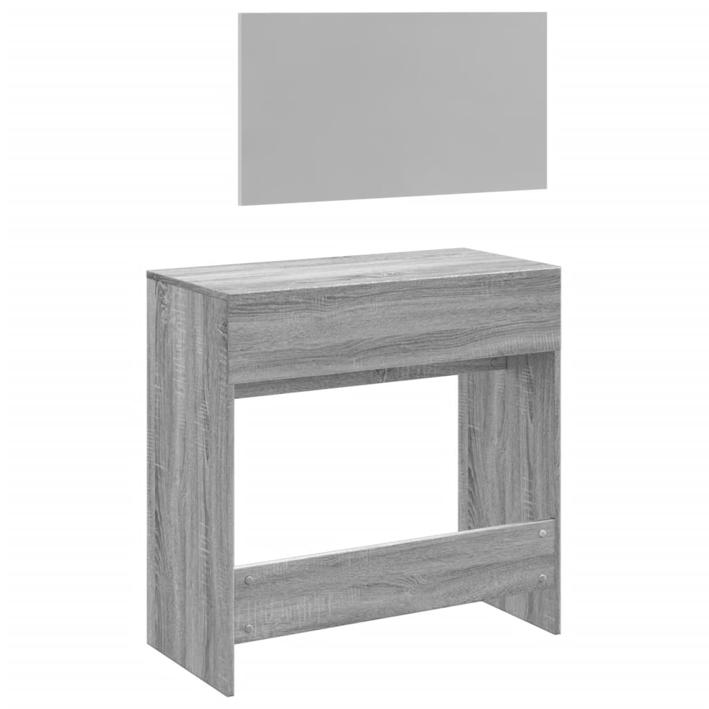 vidaXL Masă de toaletă cu oglindă, gri sonoma, 80x39x80 cm vidaXL Masă de toaletă cu oglindă, gri sonoma, 80x39x80 cm
