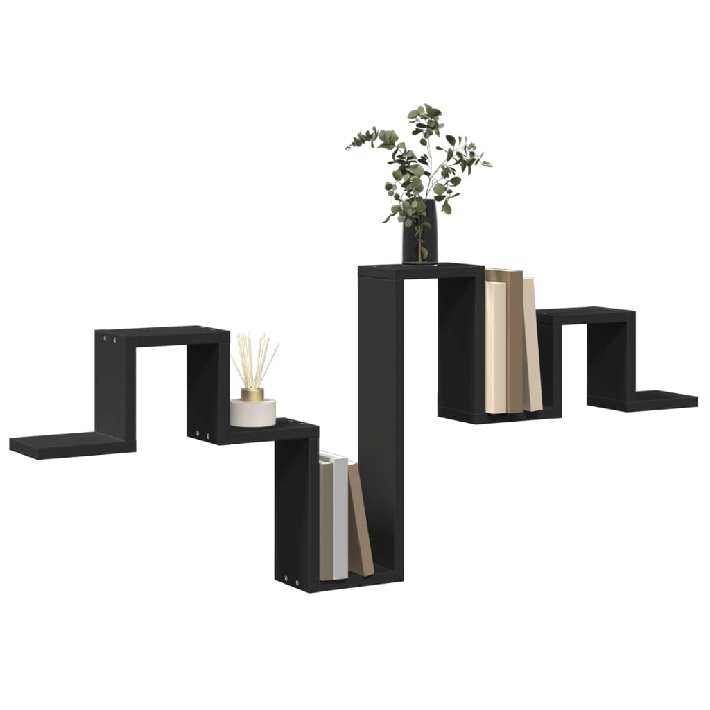 vidaXL Raft de perete, negru, 104,5x10x43 cm, lemn prelucrat vidaXL Raft de perete, negru, 104,5x10x43 cm, lemn prelucrat