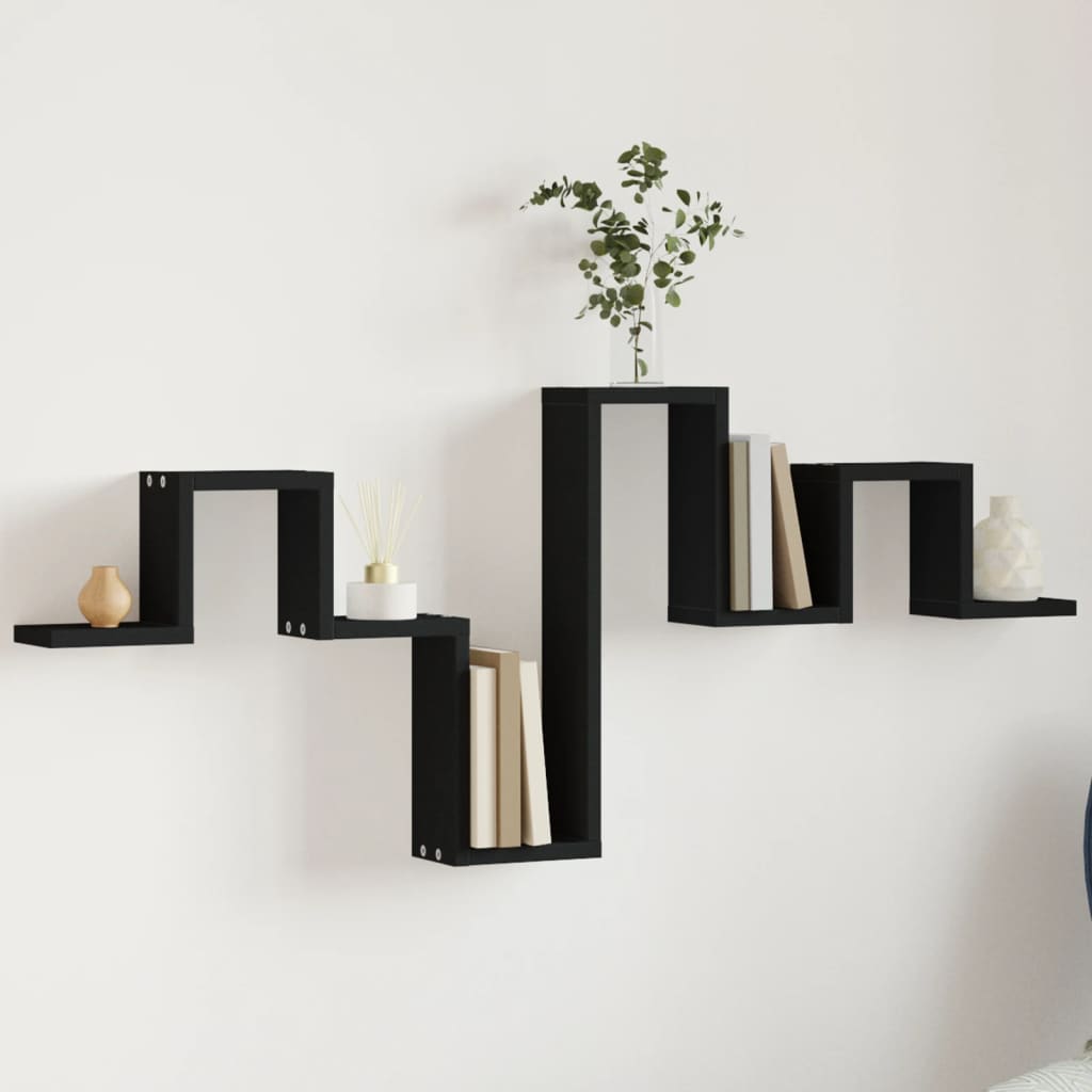 vidaXL Raft de perete, negru, 104,5x10x43 cm, lemn prelucrat vidaXL Raft de perete, negru, 104,5x10x43 cm, lemn prelucrat