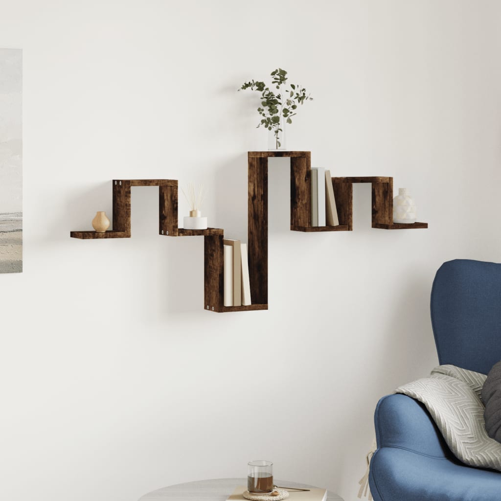 vidaXL Raft de perete, stejar fumuriu, 104,5x10x43 cm, lemn prelucrat vidaXL Raft de perete, stejar fumuriu, 104,5x10x43 cm, lemn prelucrat