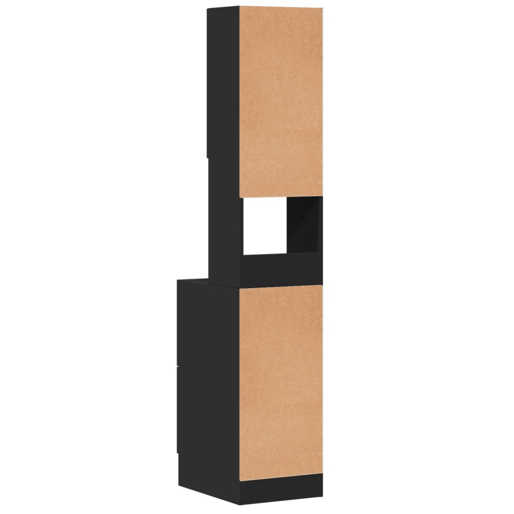 vidaXL Dulap de bucătărie, negru, 35x50x180 cm, lemn prelucrat vidaXL Dulap de bucătărie, negru, 35x50x180 cm, lemn prelucrat