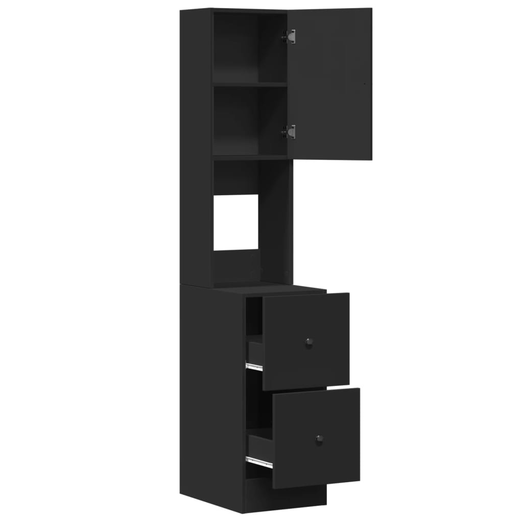 vidaXL Dulap de bucătărie, negru, 35x50x180 cm, lemn prelucrat vidaXL Dulap de bucătărie, negru, 35x50x180 cm, lemn prelucrat