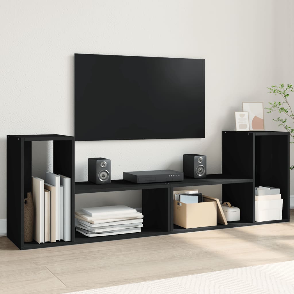 vidaXL Dulap TV, 2 buc., negru, 75x30x50 cm, lemn prelucrat vidaXL Dulap TV, 2 buc., negru, 75x30x50 cm, lemn prelucrat