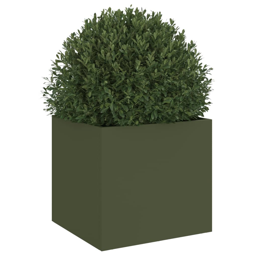 vidaXL Jardinieră, verde măsliniu, 32x30x29 cm, oțel vidaXL Jardinieră, verde măsliniu, 32x30x29 cm, oțel