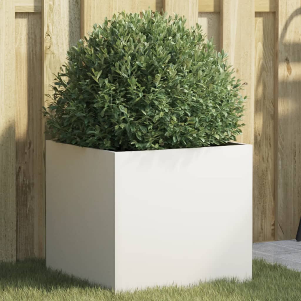 vidaXL Jardinieră, alb, 42x40x39 cm, oțel vidaXL Jardinieră, alb, 42x40x39 cm, oțel