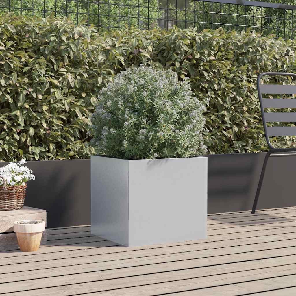 vidaXL Jardinieră, argintiu, 42x40x39 cm, oțel galvanizat vidaXL Jardinieră, argintiu, 42x40x39 cm, oțel galvanizat