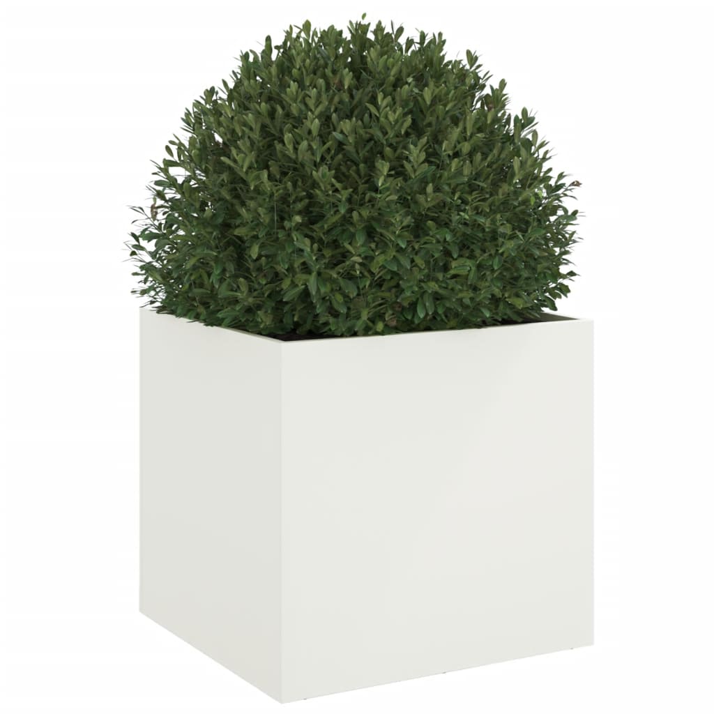 vidaXL Jardinieră, alb, 49x47x46 cm, oțel vidaXL Jardinieră, alb, 49x47x46 cm, oțel