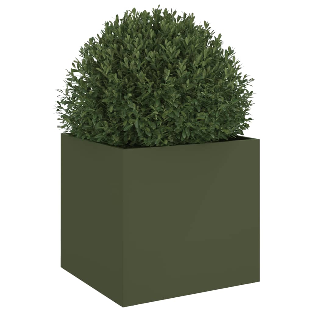 vidaXL Jardinieră, verde măsliniu, 49x47x46 cm, oțel vidaXL Jardinieră, verde măsliniu, 49x47x46 cm, oțel