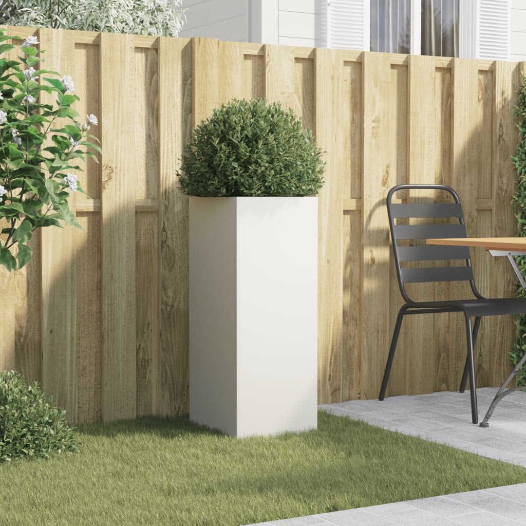 vidaXL Jardinieră, alb, 32x29x75 cm, oțel vidaXL Jardinieră, alb, 32x29x75 cm, oțel