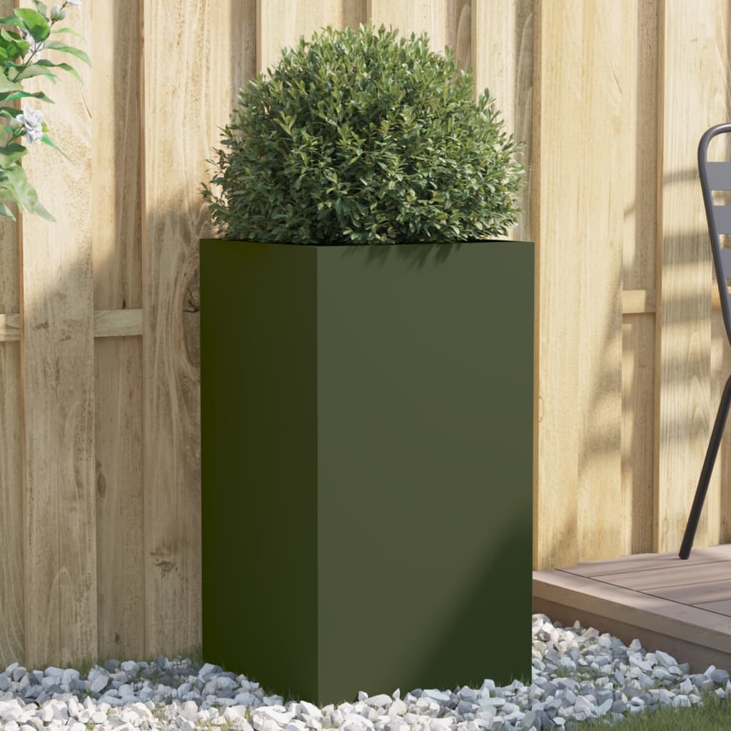 vidaXL Jardinieră, verde măsliniu, 42x38x75 cm, oțel vidaXL Jardinieră, verde măsliniu, 42x38x75 cm, oțel