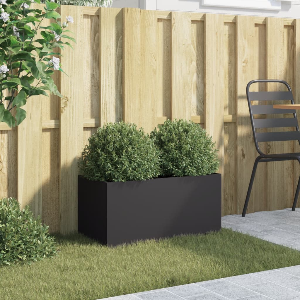 vidaXL Jardinieră, negru, 62x30x29 cm, oțel vidaXL Jardinieră, negru, 62x30x29 cm, oțel