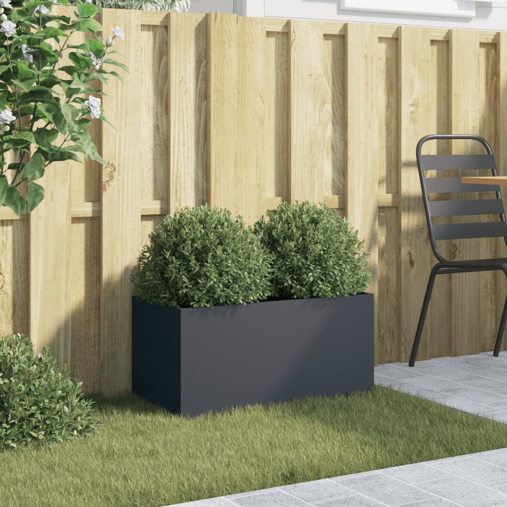 vidaXL Jardinieră, antracit, 62x30x29 cm, oțel vidaXL Jardinieră, antracit, 62x30x29 cm, oțel