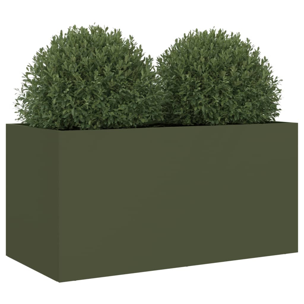 vidaXL Jardinieră, verde măsliniu, 62x30x29 cm, oțel