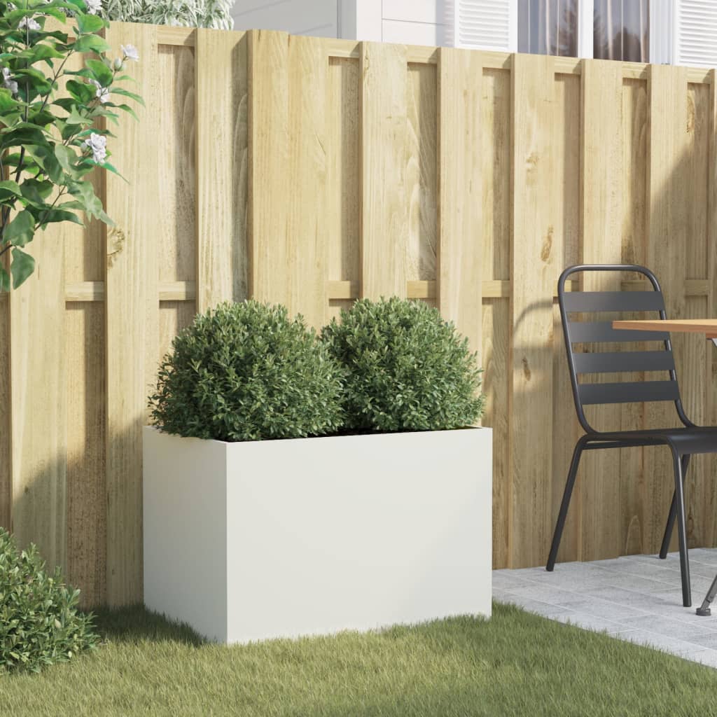 vidaXL Jardinieră, alb, 62x40x39 cm, oțel vidaXL Jardinieră, alb, 62x40x39 cm, oțel