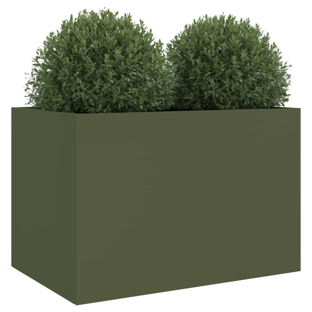 vidaXL Jardinieră, verde măsliniu, 62x40x39 cm, oțel vidaXL Jardinieră, verde măsliniu, 62x40x39 cm, oțel