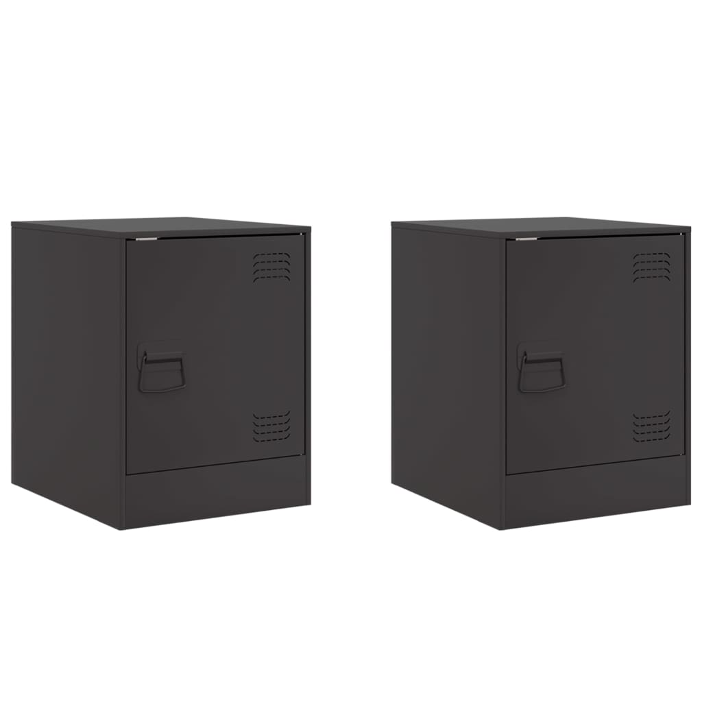 vidaXL Noptiere, 2 buc., negru, 34,5x39x44 cm, oțel vidaXL Noptiere, 2 buc., negru, 34,5x39x44 cm, oțel