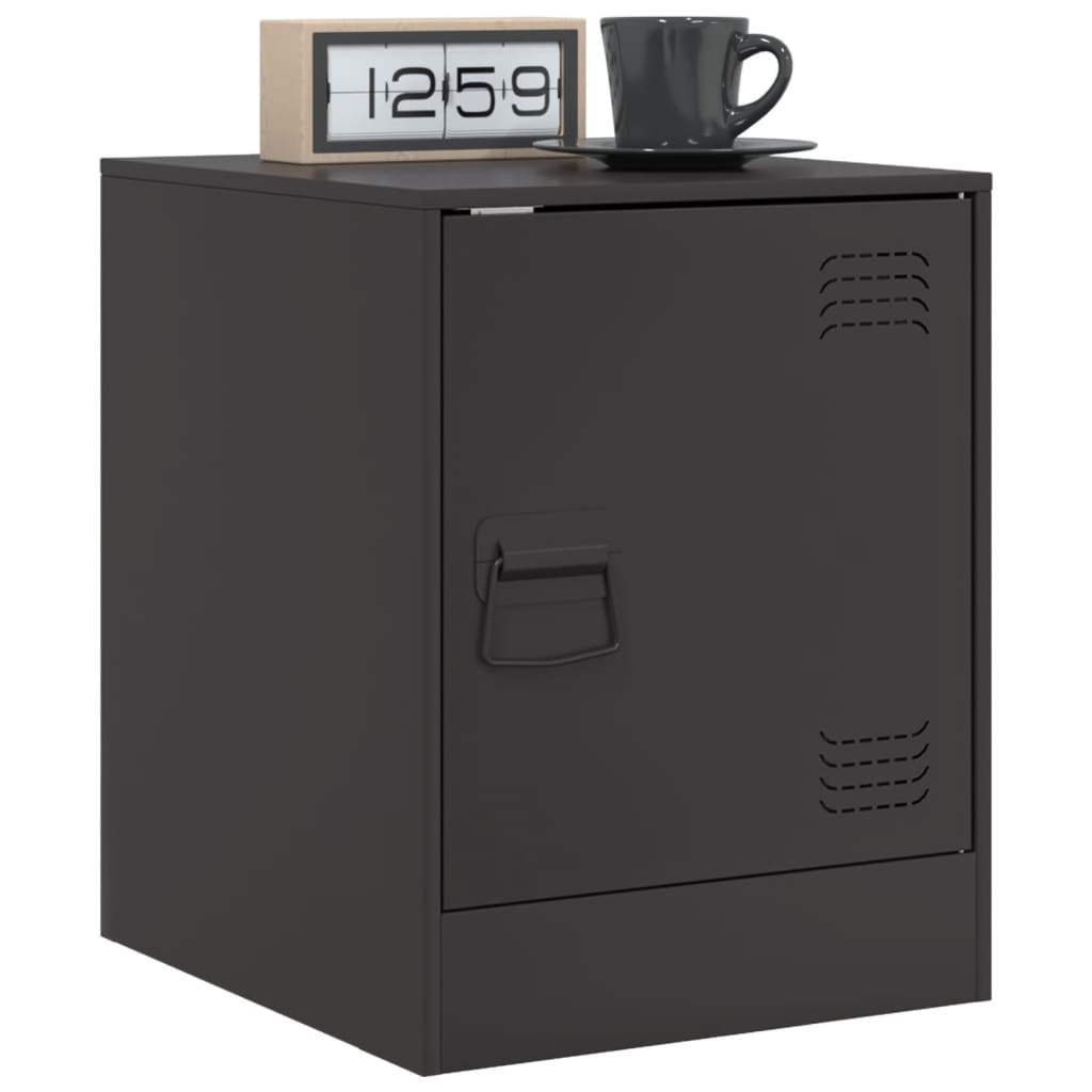 vidaXL Noptiere, 2 buc., negru, 34,5x39x44 cm, oțel vidaXL Noptiere, 2 buc., negru, 34,5x39x44 cm, oțel