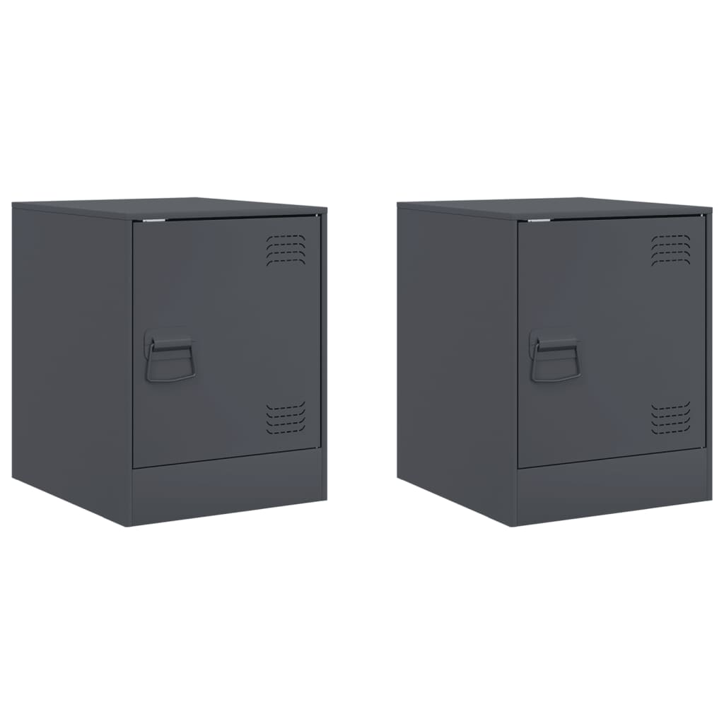 vidaXL Noptiere, 2 buc., antracit, 34,5x39x44 cm, oțel vidaXL Noptiere, 2 buc., antracit, 34,5x39x44 cm, oțel