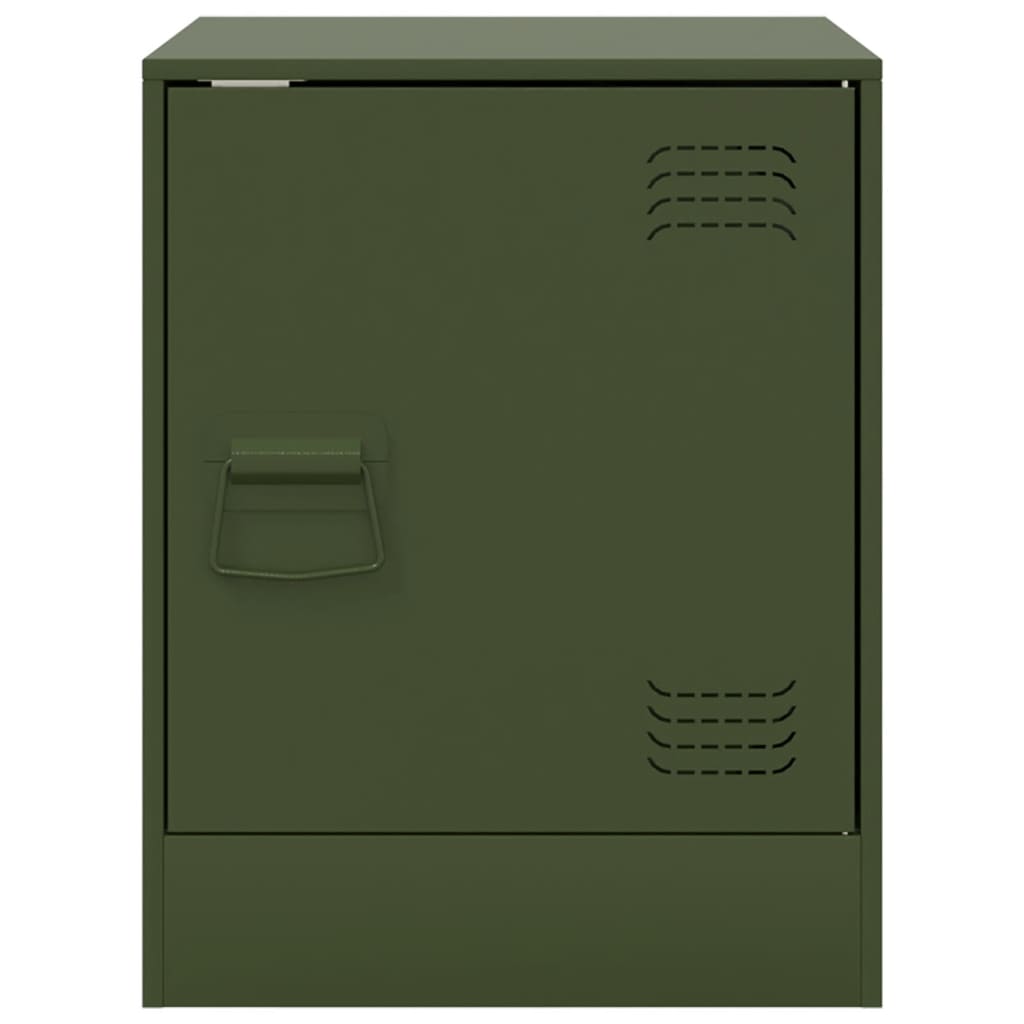 vidaXL Noptieră, verde olive, 34,5x39x44 cm, oțel vidaXL Noptieră, verde olive, 34,5x39x44 cm, oțel