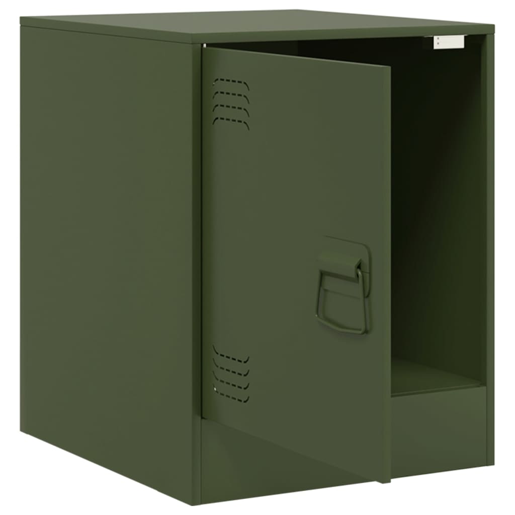 vidaXL Noptieră, verde olive, 34,5x39x44 cm, oțel vidaXL Noptieră, verde olive, 34,5x39x44 cm, oțel
