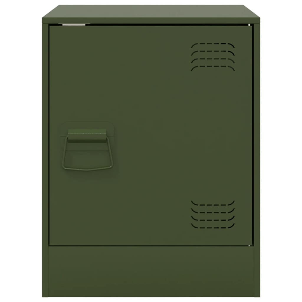 vidaXL Noptiere, 2 buc., verde olive, 34,5x39x44 cm, oțel vidaXL Noptiere, 2 buc., verde olive, 34,5x39x44 cm, oțel