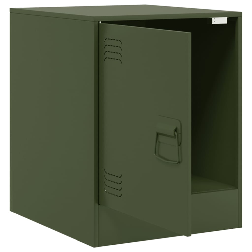 vidaXL Noptiere, 2 buc., verde olive, 34,5x39x44 cm, oțel vidaXL Noptiere, 2 buc., verde olive, 34,5x39x44 cm, oțel