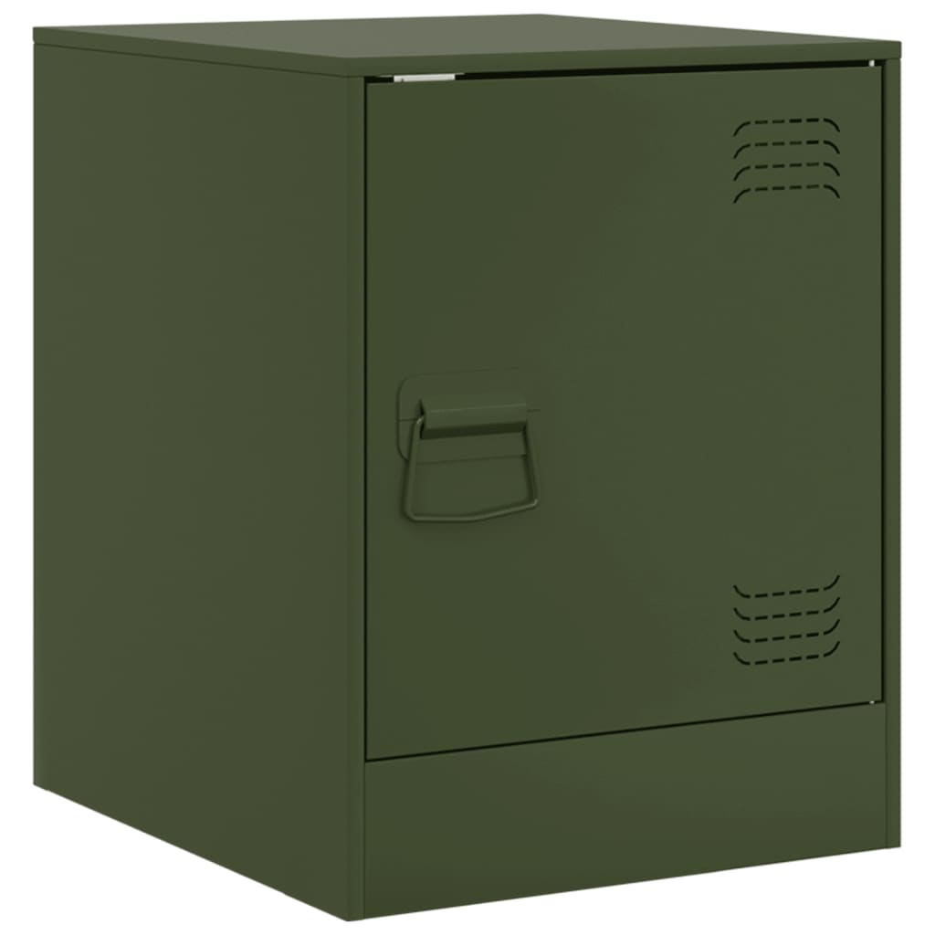 vidaXL Noptiere, 2 buc., verde olive, 34,5x39x44 cm, oțel vidaXL Noptiere, 2 buc., verde olive, 34,5x39x44 cm, oțel