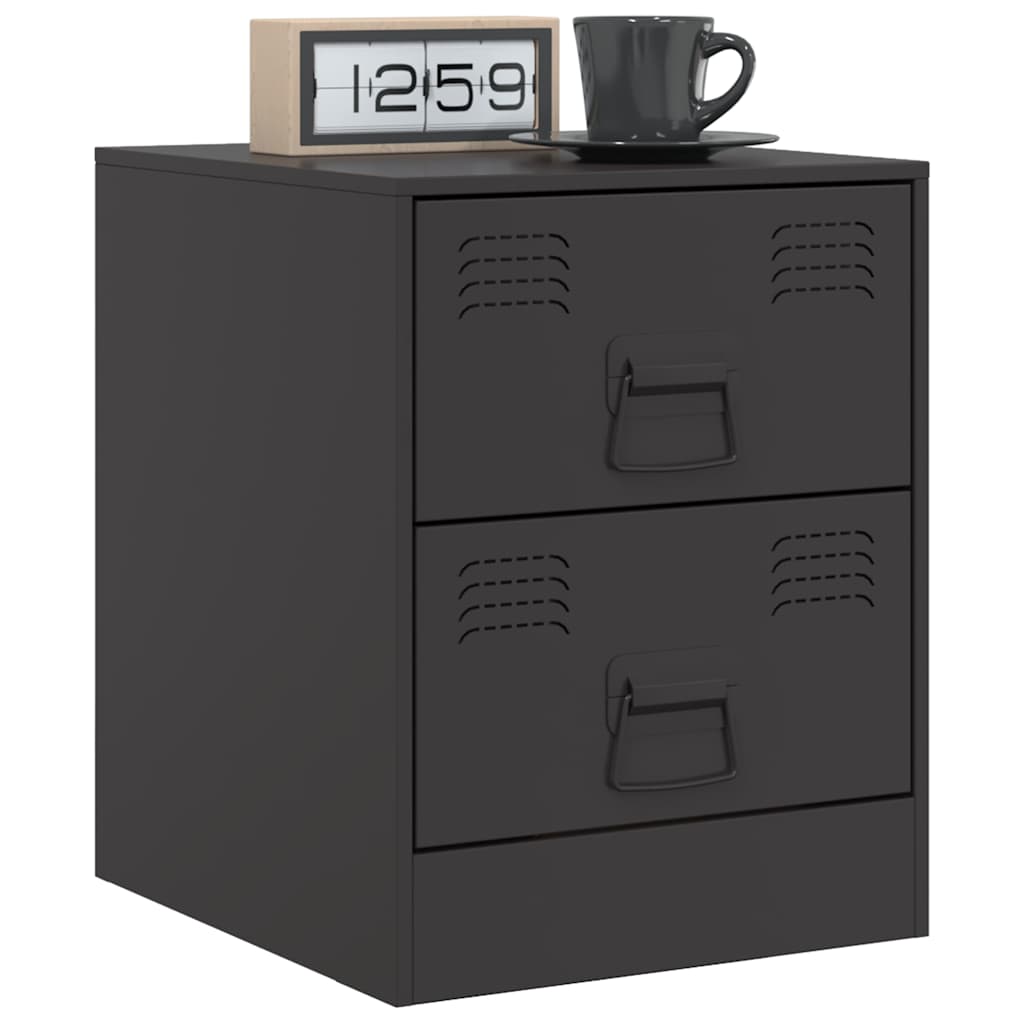 vidaXL Noptiere, 2 buc., negru, 34,5x39x44 cm, oțel vidaXL Noptiere, 2 buc., negru, 34,5x39x44 cm, oțel