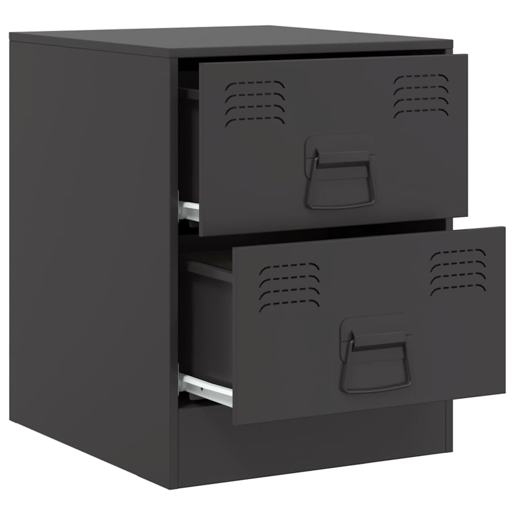 vidaXL Noptiere, 2 buc., negru, 34,5x39x44 cm, oțel vidaXL Noptiere, 2 buc., negru, 34,5x39x44 cm, oțel