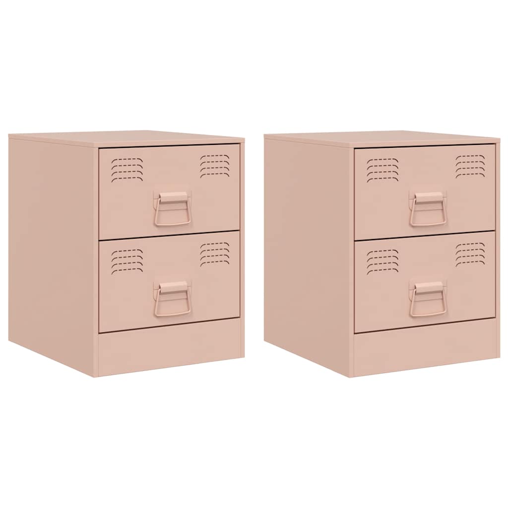 vidaXL Noptiere, 2 buc., roz, 34,5x39x44 cm, oțel vidaXL Noptiere, 2 buc., roz, 34,5x39x44 cm, oțel