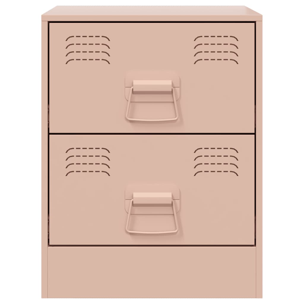 vidaXL Noptiere, 2 buc., roz, 34,5x39x44 cm, oțel vidaXL Noptiere, 2 buc., roz, 34,5x39x44 cm, oțel