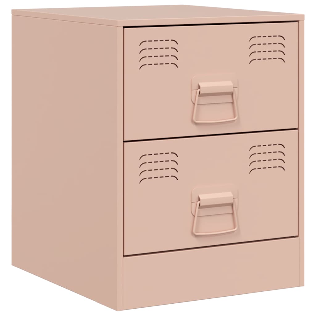 vidaXL Noptiere, 2 buc., roz, 34,5x39x44 cm, oțel vidaXL Noptiere, 2 buc., roz, 34,5x39x44 cm, oțel