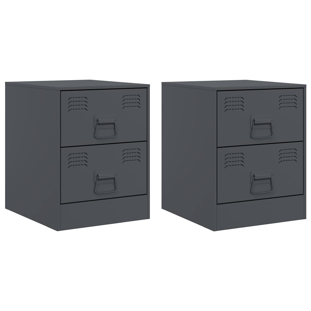 vidaXL Noptiere, 2 buc., antracit, 34,5x39x44 cm, oțel vidaXL Noptiere, 2 buc., antracit, 34,5x39x44 cm, oțel