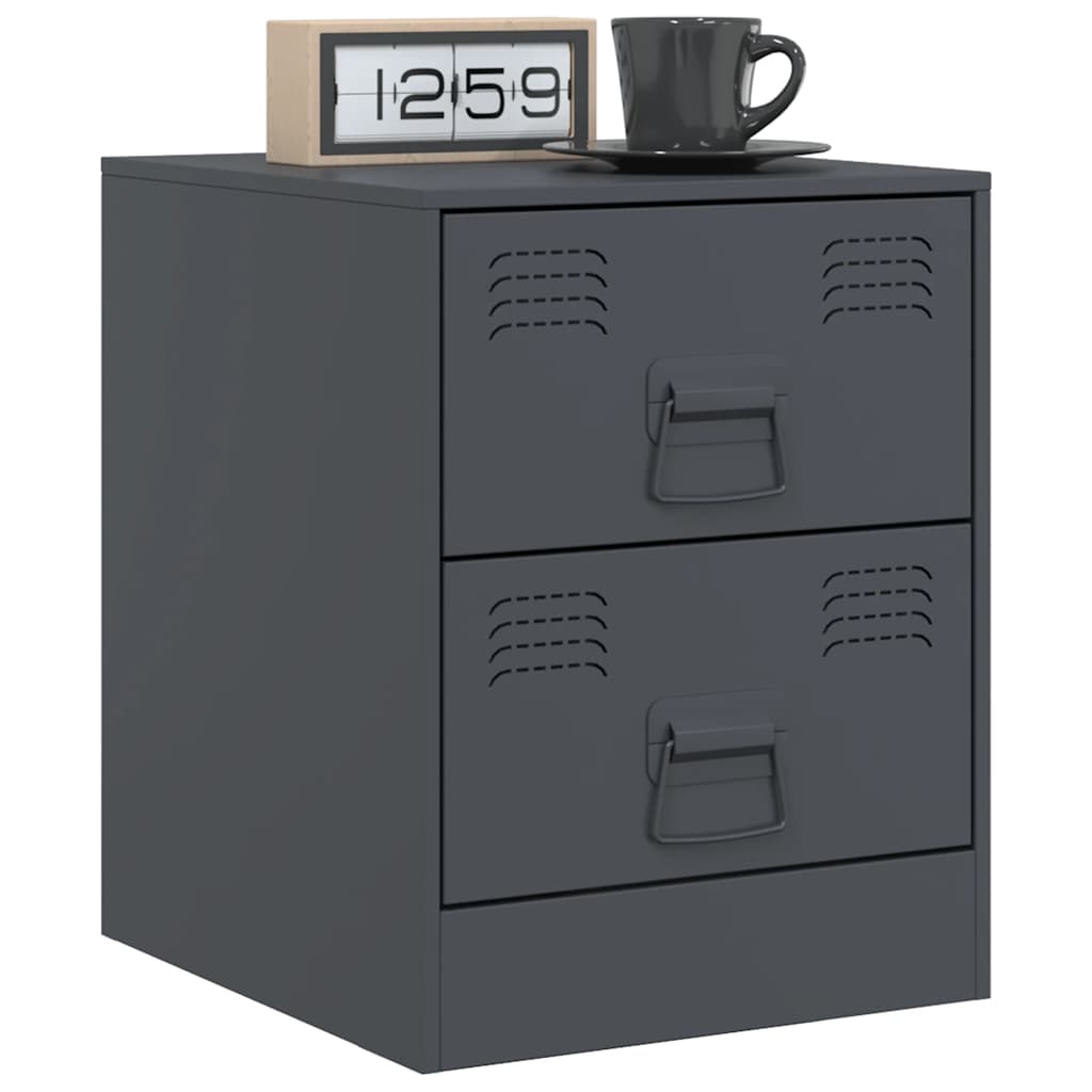 vidaXL Noptiere, 2 buc., antracit, 34,5x39x44 cm, oțel vidaXL Noptiere, 2 buc., antracit, 34,5x39x44 cm, oțel