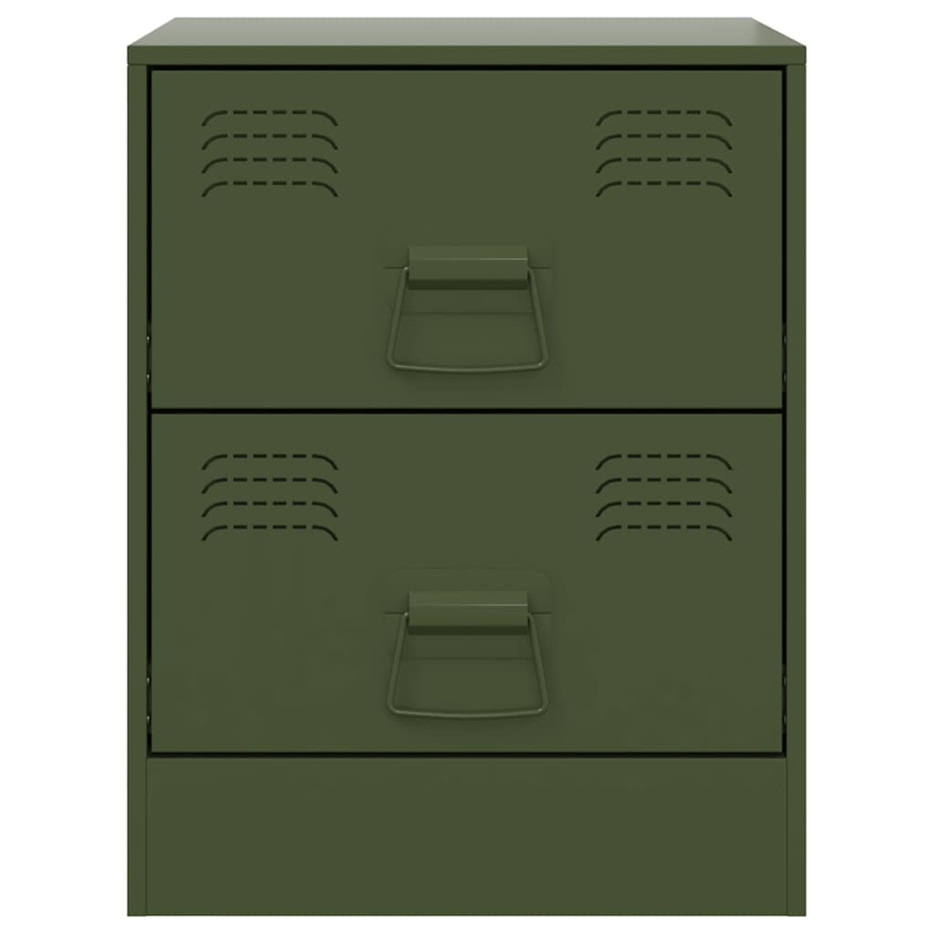 vidaXL Noptiere, 2 buc., verde, 34,5x39x44 cm, oțel vidaXL Noptiere, 2 buc., verde, 34,5x39x44 cm, oțel