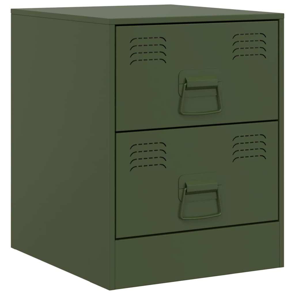 vidaXL Noptiere, 2 buc., verde, 34,5x39x44 cm, oțel vidaXL Noptiere, 2 buc., verde, 34,5x39x44 cm, oțel