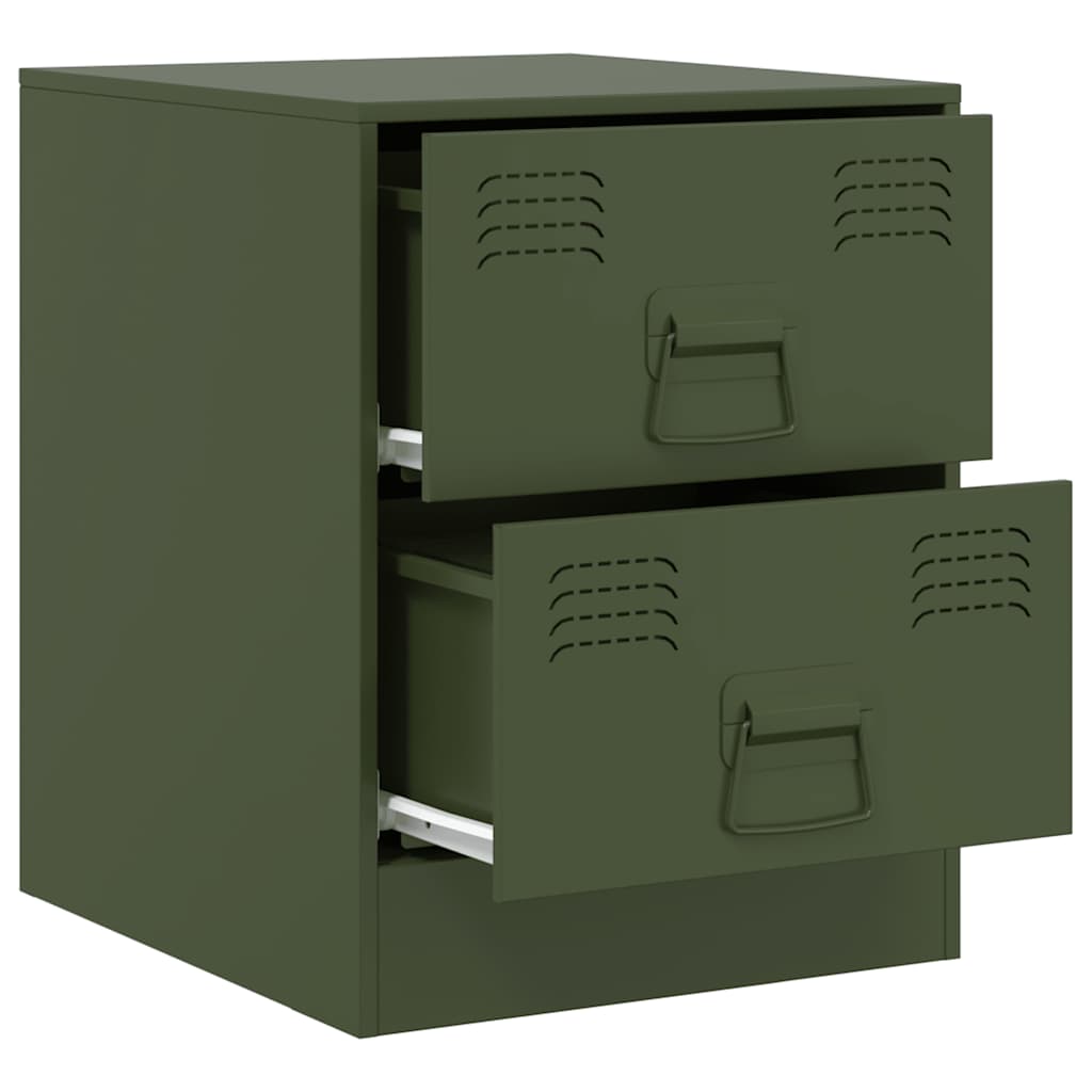 vidaXL Noptiere, 2 buc., verde, 34,5x39x44 cm, oțel vidaXL Noptiere, 2 buc., verde, 34,5x39x44 cm, oțel