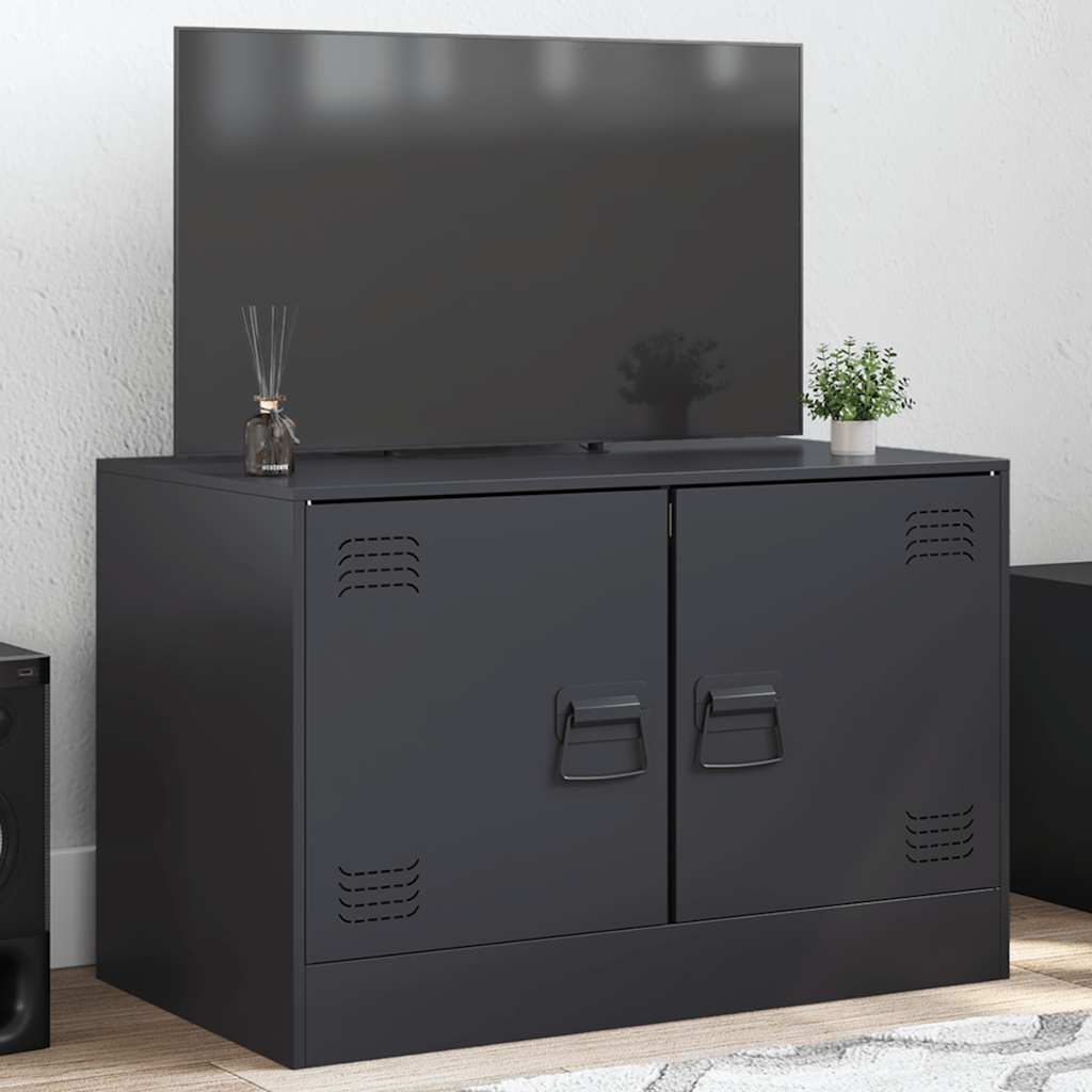 vidaXL Dulap TV, negru, 67x39x44 cm, oțel vidaXL Dulap TV, negru, 67x39x44 cm, oțel