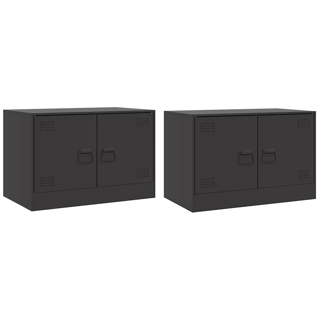 vidaXL Dulapuri TV, 2 buc., negru, 67x39x44 cm, oțel