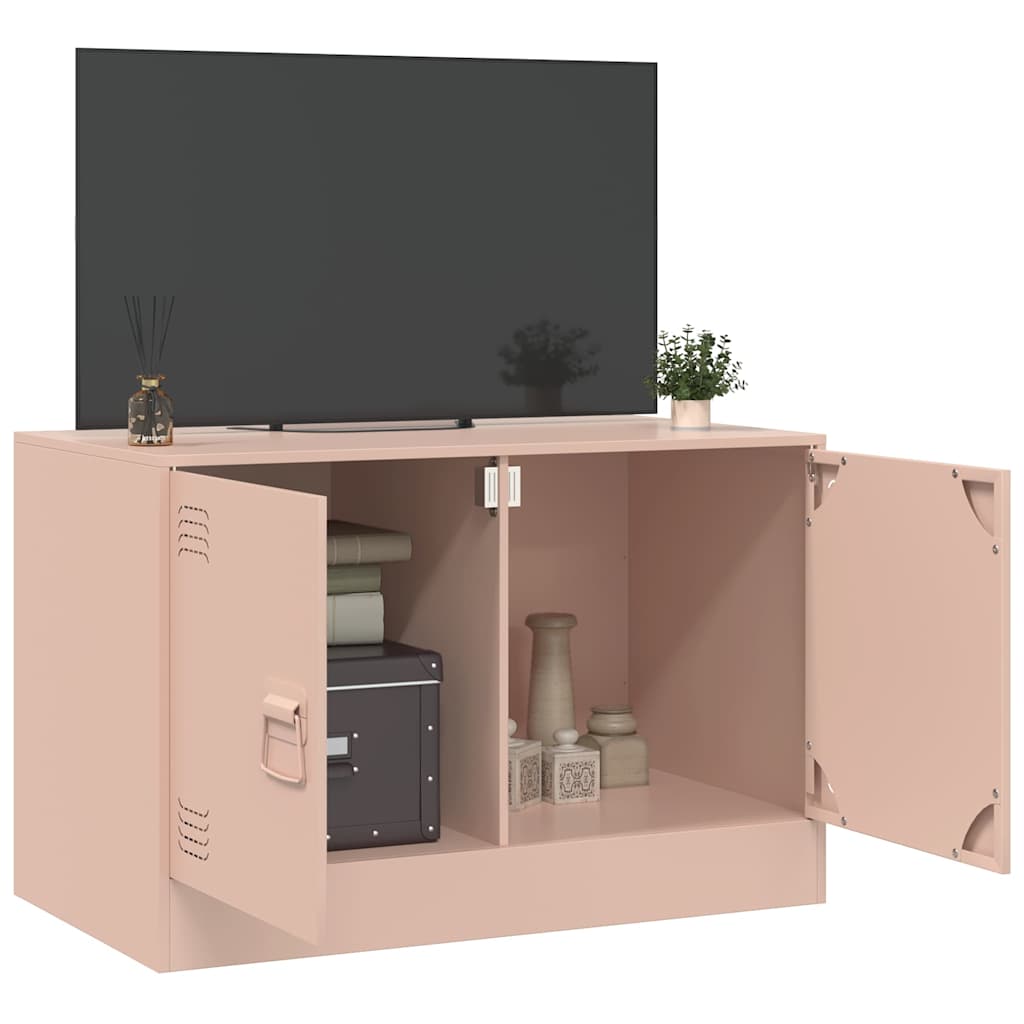vidaXL Comodă TV, roz, 67x39x44 cm, oțel vidaXL Comodă TV, roz, 67x39x44 cm, oțel