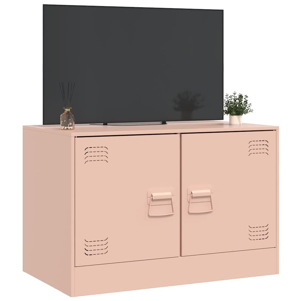 vidaXL Comodă TV, roz, 67x39x44 cm, oțel vidaXL Comodă TV, roz, 67x39x44 cm, oțel