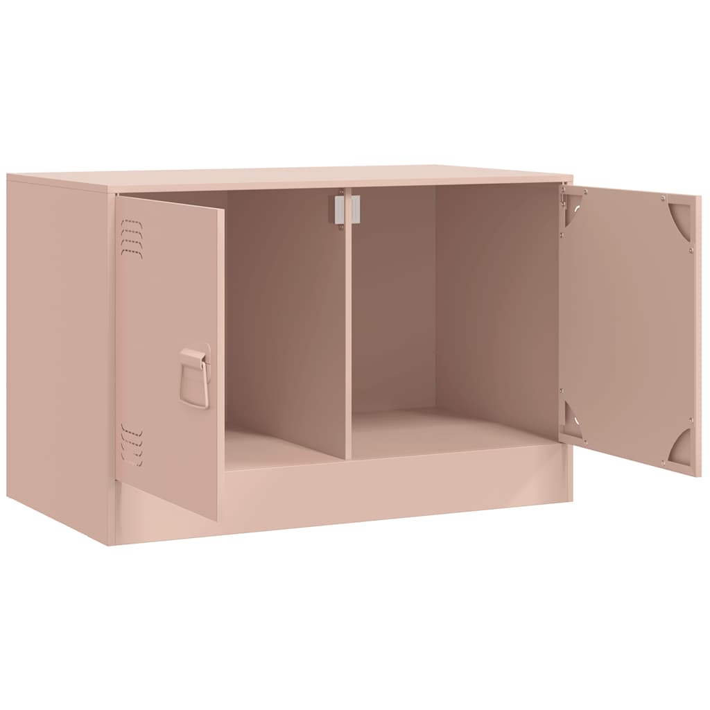 vidaXL Comodă TV, roz, 67x39x44 cm, oțel vidaXL Comodă TV, roz, 67x39x44 cm, oțel