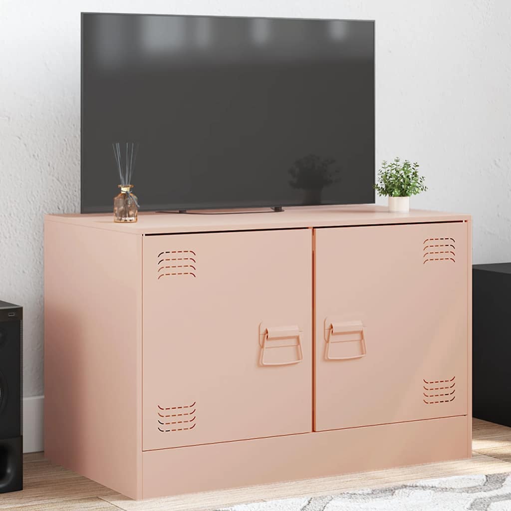 vidaXL Comodă TV, roz, 67x39x44 cm, oțel vidaXL Comodă TV, roz, 67x39x44 cm, oțel