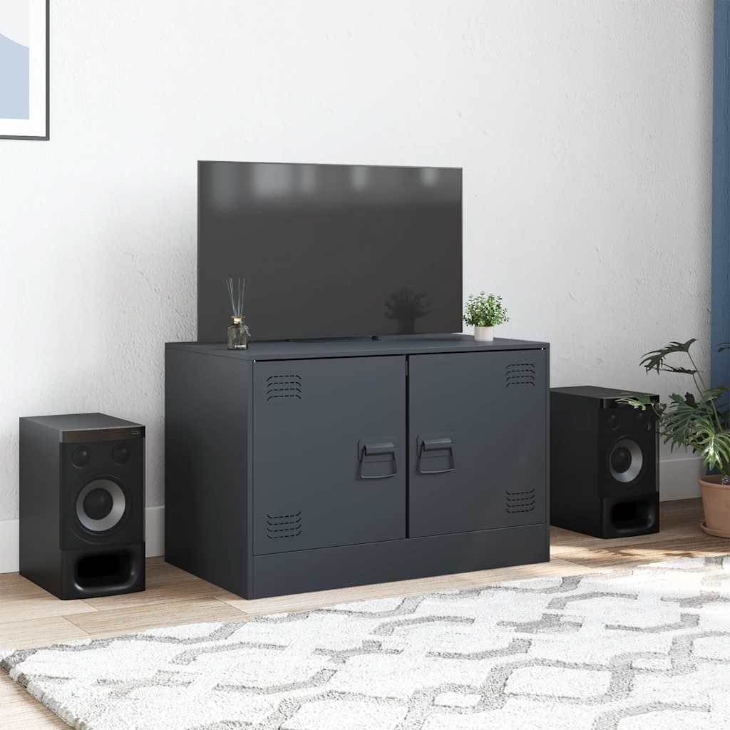 vidaXL Comodă TV, antracit, 67x39x44 cm, oțel vidaXL Comodă TV, antracit, 67x39x44 cm, oțel