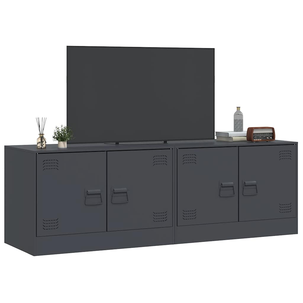 vidaXL Comodă TV, 2 buc., antracit, 67x39x44 cm, oțel