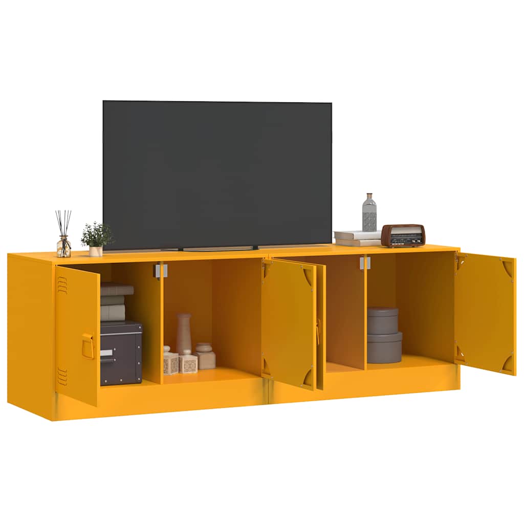 vidaXL Comodă TV, 2 buc., galben muștar, 67x39x44 cm, oțel