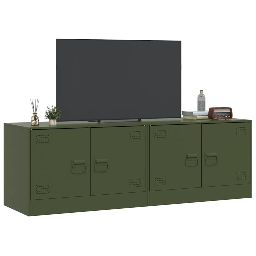 vidaXL Dulapuri TV 2 buc., verde măslină, 67x39x44 cm Otel