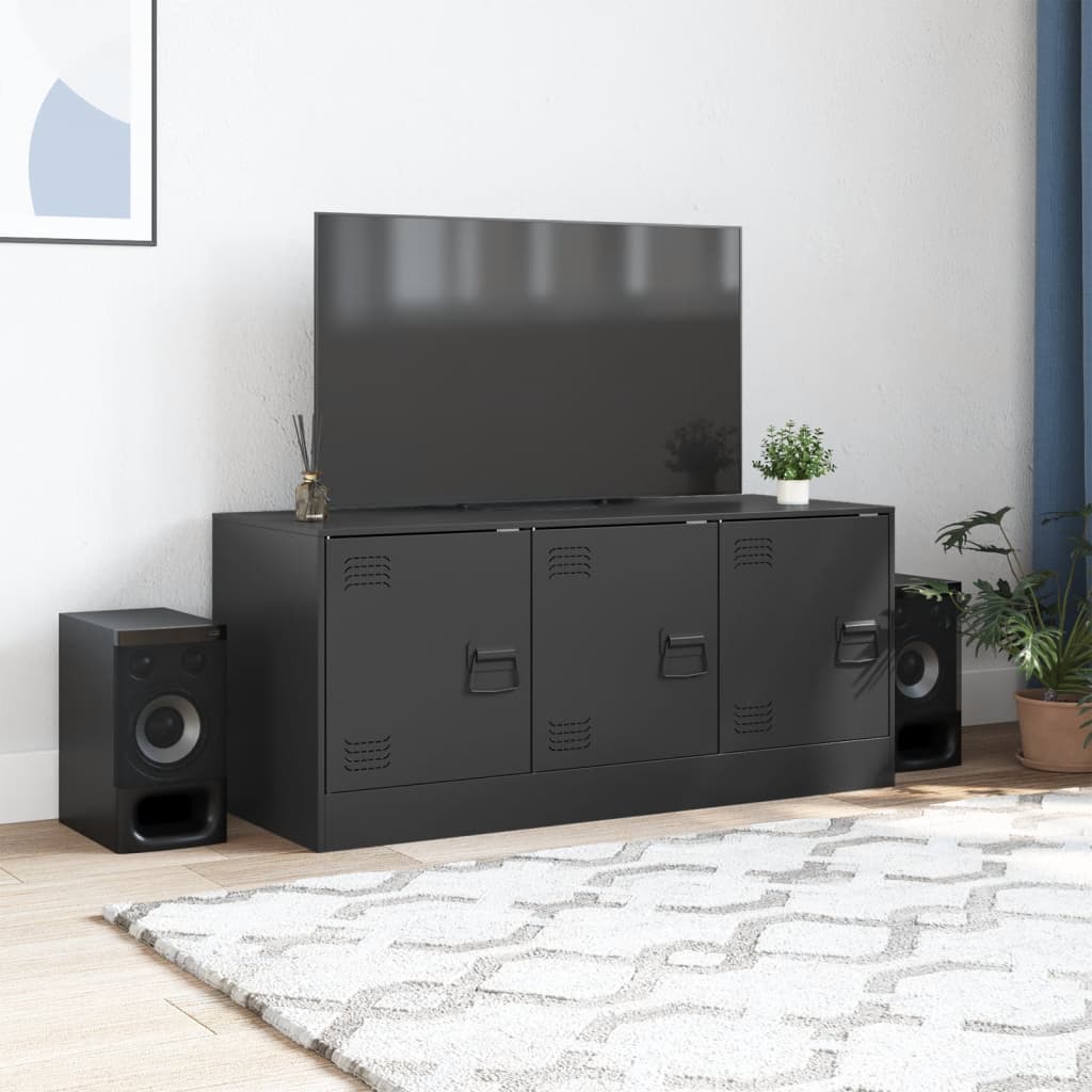 vidaXL Comodă TV, negru, 99x39x44 cm, oțel vidaXL Comodă TV, negru, 99x39x44 cm, oțel