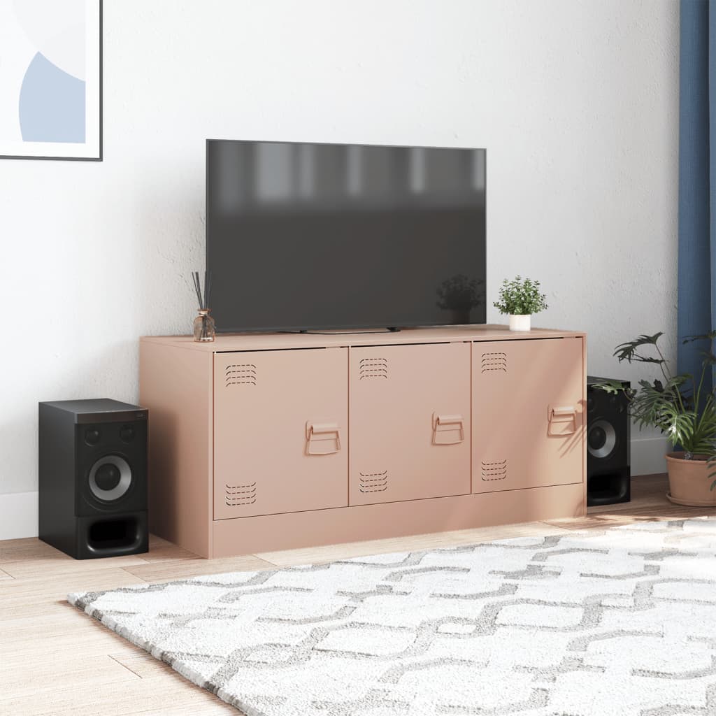 vidaXL Comodă TV, roz, 99x39x44 cm, oțel vidaXL Comodă TV, roz, 99x39x44 cm, oțel