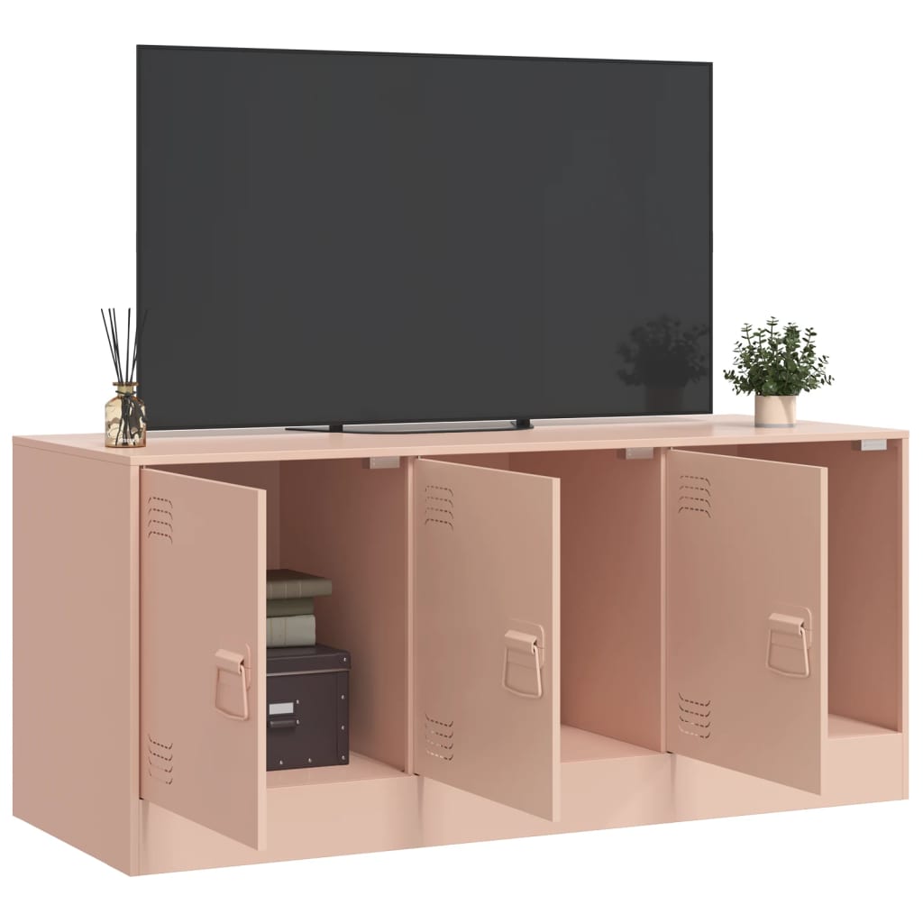 vidaXL Comodă TV, roz, 99x39x44 cm, oțel vidaXL Comodă TV, roz, 99x39x44 cm, oțel